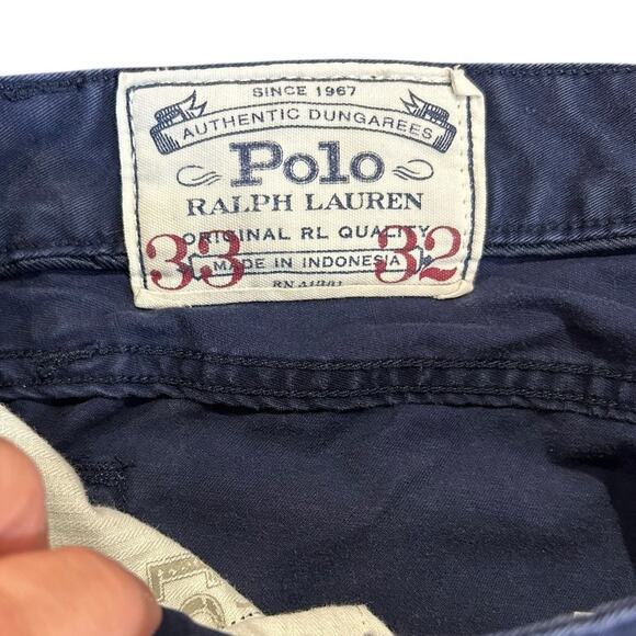 POLO RALPH LAUREN Navy Blue 5 Pocket Cotton Straight Pants Men's Size 33 x 32 - Picture 6 of 9